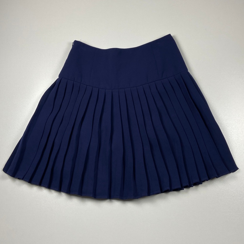 Max&Co Navy Pleated Mini Skirt Drop Waist Accordion Preppy USA Sz 2 School Girl